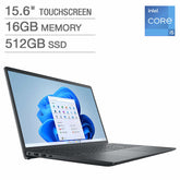 DELL Inspiron 3000 Series 3530 Daily Traditional Laptop 15.6" FHD 1920x1080 Touchscreen 60Hz Intel Core i5-1335U Integrated Intel Iris Xe Graphics 16GB 512GB PCIe M.2 SSD Win 11  Black  US Power Plug